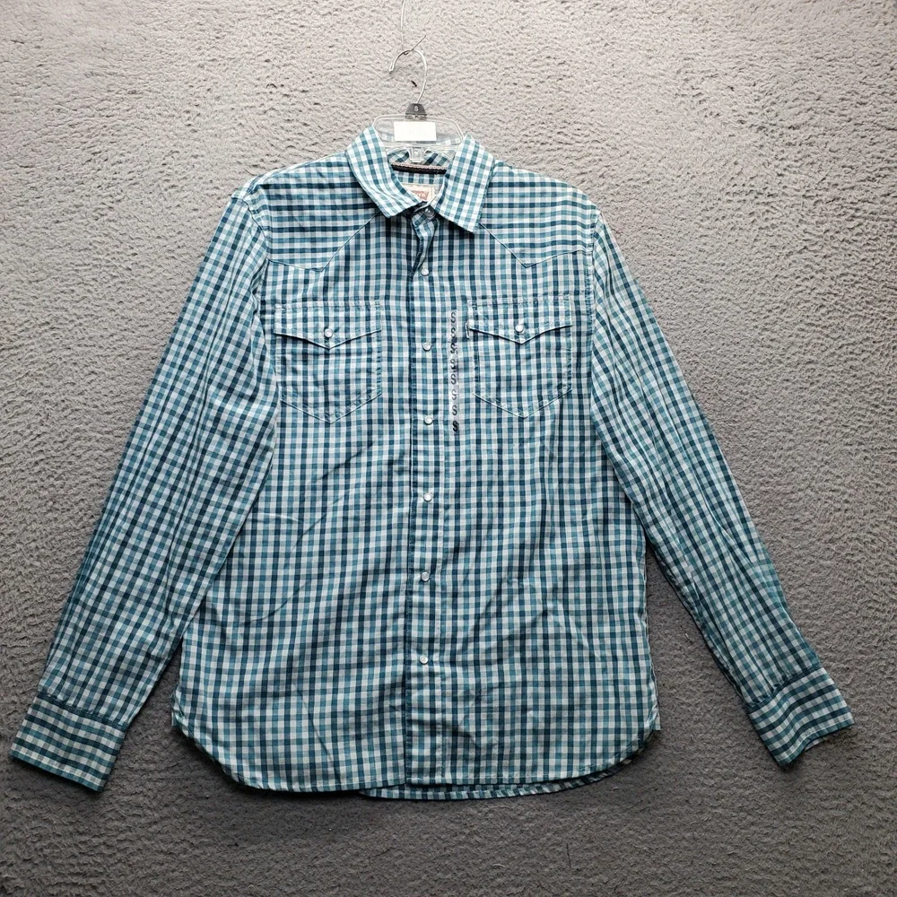 Lot of 2 Levi's Western Pearl Snap Shirt Mens Small Multi Gingham Modern Fit